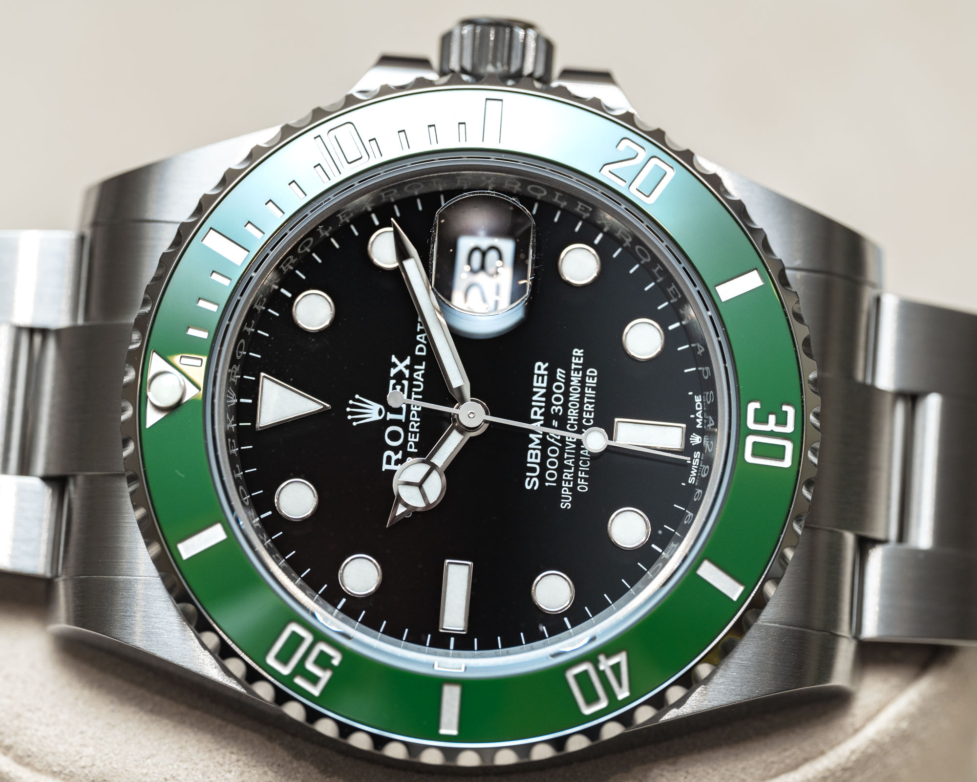 Rolex Submariner stainless steel watch with black dial and bezel